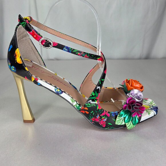 Betsey Johnson Women's Mikah Floral Stiletto Dress Sandals - Black Multi - Picture 3 of 8